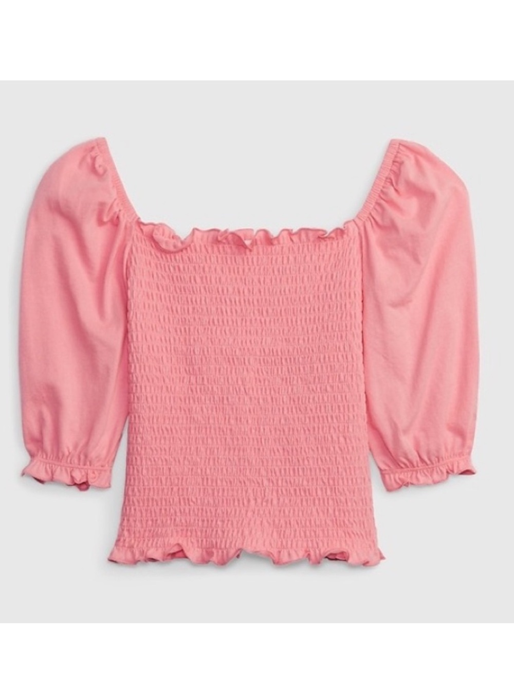Gap Girls Size M 8 Pink Smocked Square Neck Puff Sleeve Top